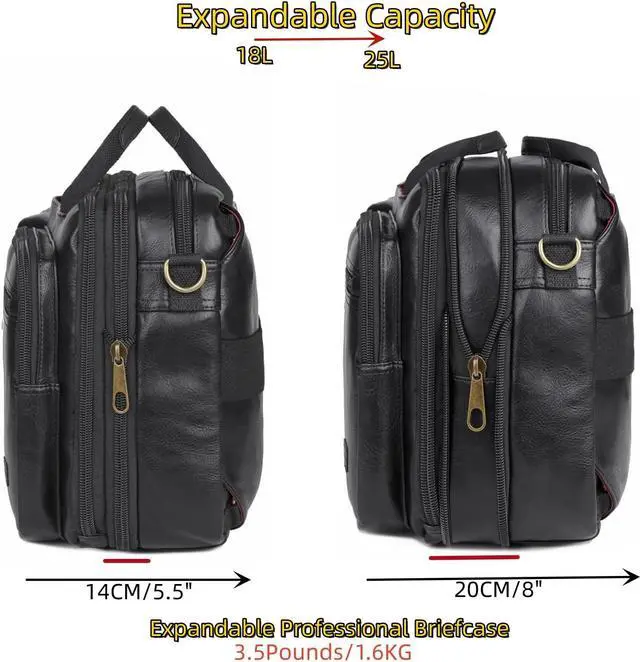 Alt view image 4 of 5 - Vegan Leather Laptop Backpack Briefcase Hybrid 15.6 Inch Laptop Travel Backpack Hiking College Backpack for Men BC-04 (Black)