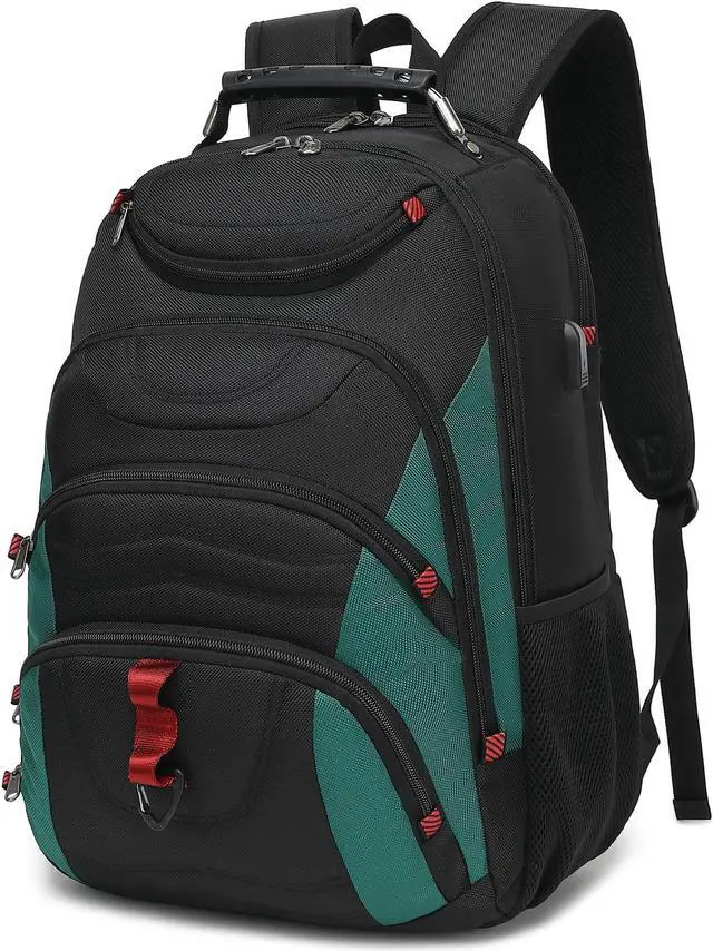 Main image of Boavan Laptop Backpack for men, 17.3 inch Laptop Bag with USB Port, Waterproof Travel Work Backpack Purse, Anti-Theft Teacher Nurse Doctor Casual Bookbags Office Business backpackBlack&Deep Juniper