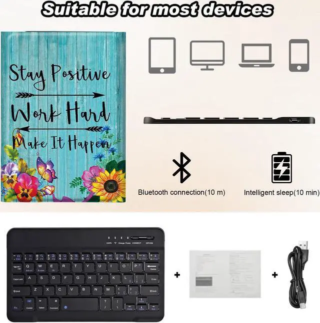 Alt view image 5 of 5 - DEGDFSGR for Samsung Galaxy Tab A8 10.5 Case with Keyboard, Detachable Wireless Keyboard Magnetic Closure Protective Cover Case for Samsung Tab A8 2022[SM-X200 X205 X207], Alphabet Butterfly Floral