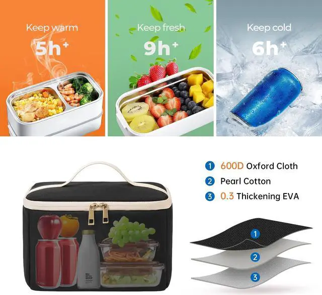 Alt view image 3 of 5 - ETRONIK Lunch Backpack for Women, 15.6 in Laptop Backpack with USB Charging Port, Teacher Nurse Work Backpack with Cooler Bag Insulated Laptop bag Gifts for Women Men, Black