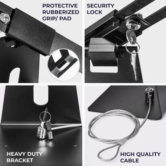 Alt view image 4 of 5 - Volcora Anti-Theft Tablet Stand iPad Security Holder with Lock, Black 10-13 Inch Kiosk Stand Mount, Swivel, Adjustable, for iPad Pro, Air, POS Register, Retail Business, Checkout, Cashier