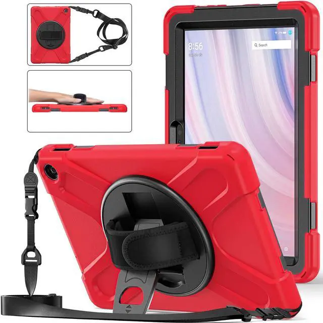 Main image of FONREST for All-New Fire HD 10 Tablet 13th Generation 2023 Release 10.1" Rugged Case, Portable Heavy Duty Shock-Proof Armor Cover with 360° Rotatable Kickstand/Hand Grip, Shoulder Strap (Red)