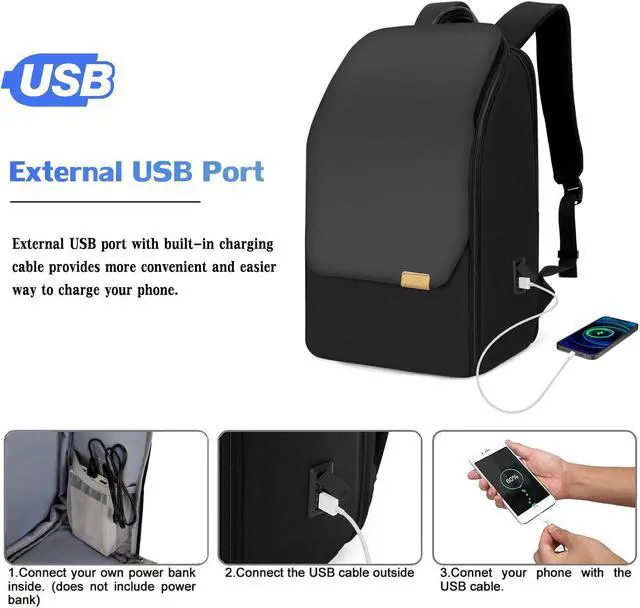 Alt view image 2 of 5 - G-FAVOR Business Backpack for Men, Laptop Backpack with USB Charging Port for 15.6 inch Laptop, Water-resistant Expandable Travel Backpack
