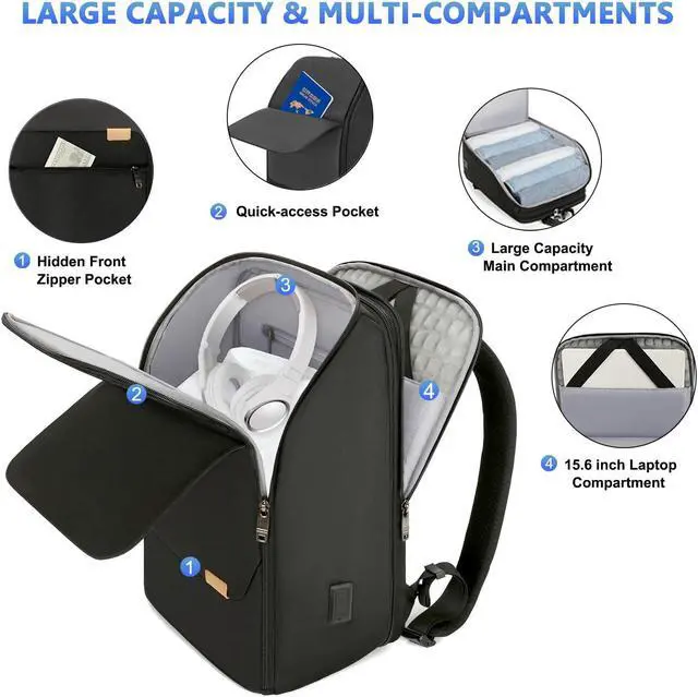 Alt view image 4 of 5 - G-FAVOR Business Backpack for Men, Laptop Backpack with USB Charging Port for 15.6 inch Laptop, Water-resistant Expandable Travel Backpack