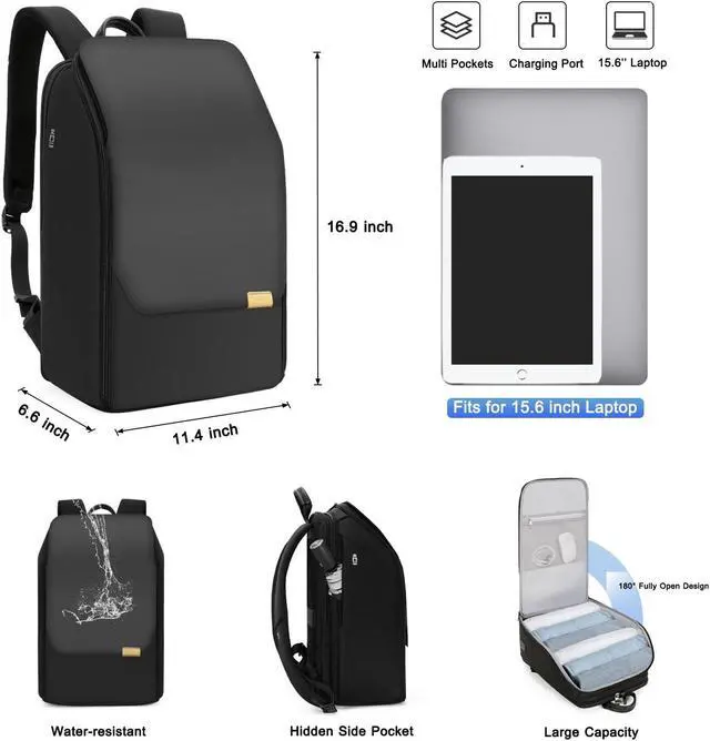 Alt view image 5 of 5 - G-FAVOR Business Backpack for Men, Laptop Backpack with USB Charging Port for 15.6 inch Laptop, Water-resistant Expandable Travel Backpack