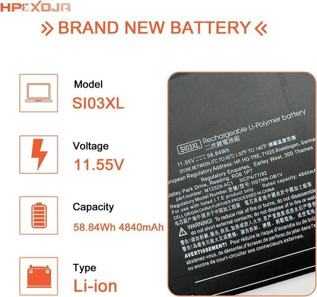 Alt view image 2 of 5 - HPXXDJA SI03XL Laptop Battery Compatible with HP Chromebook x360 14C-CC 14C-cc0000nb 14C-cc0013dx 14C-cc0047nr Series Laptop HSTNN-OB1V M12329-AC1 3ICP4/77/92 M12585-05 M12585-005 M02027-005