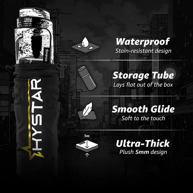 Alt view image 2 of 5 - Hystar Extended Gaming Mouse Pad | XXXL 45" x 20" | 5mm Thick, Waterproof Surface, Smooth Polyester Fabric, and Natural Rubber Base | Retro Tokyo (Black and White)