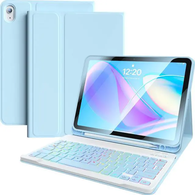Main image of for IPad 11th 10th Generation Case with Keyboard 10.9-inch 7-Color Backlit Detachable Wireless BT Keyboard Split Type with Pen Holder Suitable for 10th Generation New iPad in 2022 (Blue)