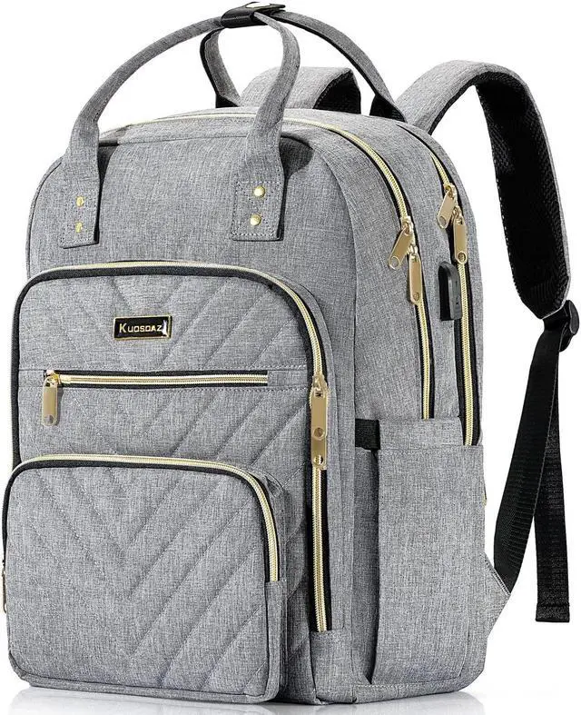 Main image of Kuosdaz Travel Backpack for Women, 15.6 Inch Work Laptop Backpack, Water Resistant Backpack for Business with USB Charging Port, Anti-theft Student Teacher Bookbags, Large Daypacks for Women, Grey