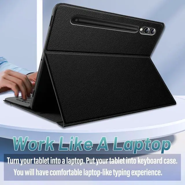 Alt view image 4 of 5 - LDSOYIA Touchpad Keyboard Case for Samsung Galaxy Tab S10+ Plus 2024/Galaxy Tab S9 FE+ Plus/Galaxy Tab S9+ Plus 12.4 Inch 2023, 7 Colors Backlight Wireless Keyboard PU Folio Stand Cover Case