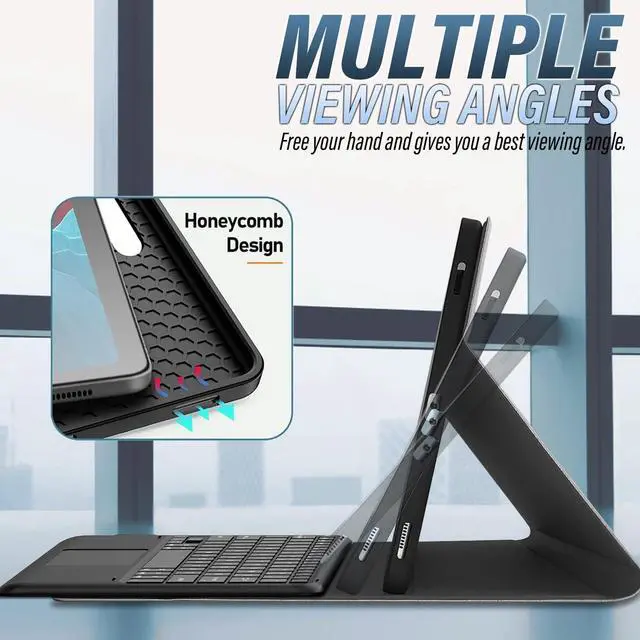 Alt view image 5 of 5 - LDSOYIA Touchpad Keyboard Case for Samsung Galaxy Tab S10+ Plus 2024/Galaxy Tab S9 FE+ Plus/Galaxy Tab S9+ Plus 12.4 Inch 2023, 7 Colors Backlight Wireless Keyboard PU Folio Stand Cover Case