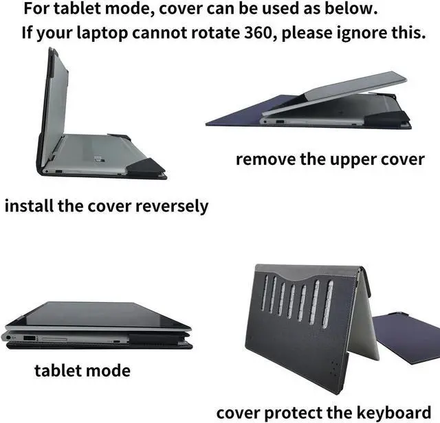 Alt view image 4 of 5 - 2023 Laptop Case Cover for 14-inch Lenovo IdeaPad Flex 5 14ALC7 14IAU7 14IRU8 14ABR8 Notebook Sleeve,PU Leather 2 in 1 Laptop Protective Bag with Pen Holder and Heat Dissipation Hole (Dark Blue)