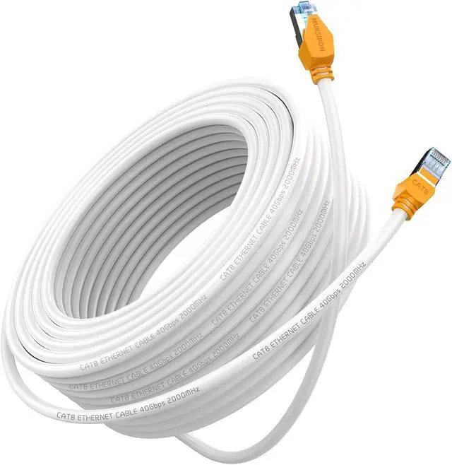Main image of MUKSIRON Cat 8 Ethernet Cable 100ft,Outdoor&Indoor,26AWG 40Gbps 2000Mhz Shielded&High Speed Heavy Duty Cat8 LAN Network Cable Internet Cord with RJ45 Connector,Weatherproof UV Resistant for Modem