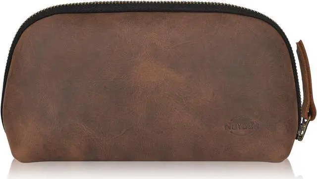 Alt view image 2 of 5 - NUTUCH Leather Tech Pouch for Cables Chargers Phone | Tech Bag | Zipper Travel Accessory Pouch | Electronic Organizer Case Travel Bag (Vintage Dark Brown)