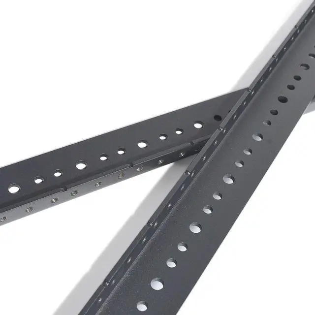 Alt view image 2 of 5 - RIVECO 16U Rack Rails 2 PCS, 3.0 mm Thickness Steel Tapered Holes Horizontal & Vertical Rack Mount Rails for Recording & Network Wooden Cabinet Mounting, 10/32 Screws Included