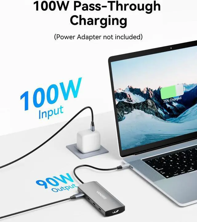 Alt view image 4 of 5 - USB C to USB C Hub 10Gbps, 3 USB 3.2 Gen 2 Ports, 4K@60Hz HDMI, 100W PD, 2 USB 3.0 & SD/TF Card Reader, USBC Splitter Multiport Adapter for MacBook Pro/Air, iMac, iPad Pro(Not Support Type-C Monitor)