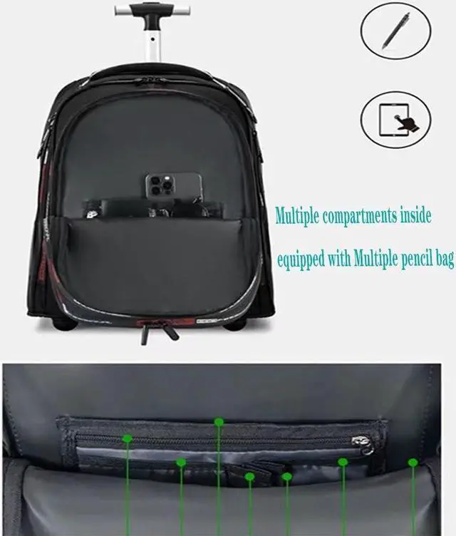 Alt view image 5 of 5 - YWAOTRGY Quality Travel Rolling Backpack for Adults, 22 Inch Laptop Backpack with Wheels, Large Waterproof Roller Backpack, Wheeled Backpack for Business(Black)
