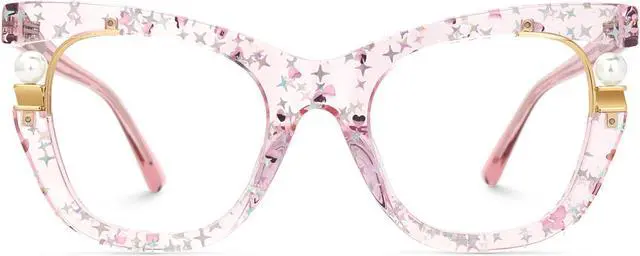 Main image of Zeelool Stylish Pearl Cat Eye Blue Light Glasses for Women Anti Glare/UV400 Computer Glasses ZJGX957054-04 Pink
