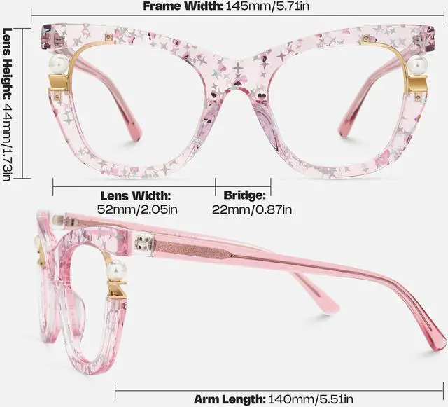 Alt view image 5 of 5 - Zeelool Stylish Pearl Cat Eye Blue Light Glasses for Women Anti Glare/UV400 Computer Glasses ZJGX957054-04 Pink