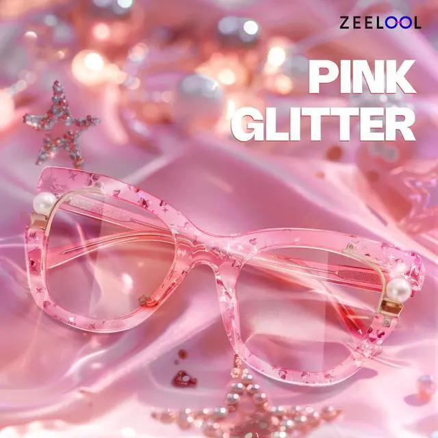 Alt view image 3 of 5 - Zeelool Stylish Pearl Cat Eye Blue Light Glasses for Women Anti Glare/UV400 Computer Glasses ZJGX957054-04 Pink