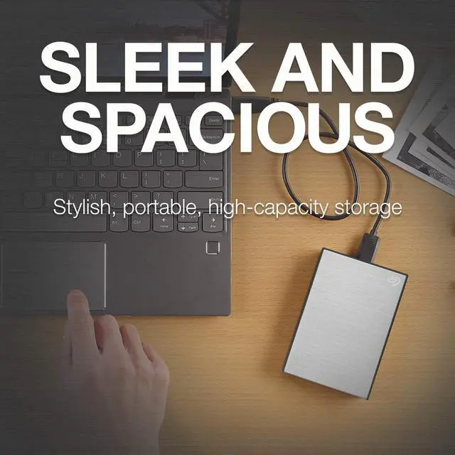 Alt view image 2 of 5 - Seagate One Touch 2TB External Hard Drive HDD - Silver USB 3.0 for PC Laptop and Mac, 1 year MylioCreate, 4 Months Adobe Creative Cloud Photography Plan (STKB2000401)