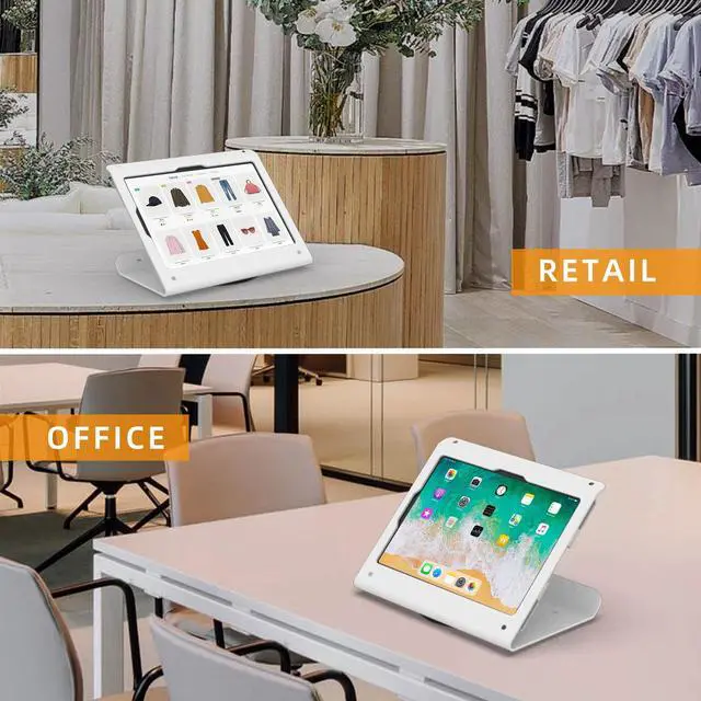 Alt view image 2 of 5 - Beelta Tablet POS Stand - Heavy Duty Steel Kiosk Stand with 360° Swivel Base Anti-Theft Compatible with 10.9" iPad 10th, Pro 11" 1 2 3 4, Air 4 5, Air 11", iPad 11"(A16) - BSC102WA