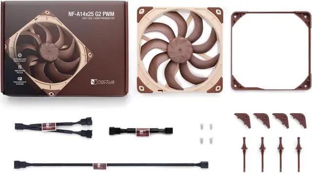 Alt view image 4 of 5 - Noctua NF-A14x25 G2 PWM, Premium-Quality Quiet 140mm PC Fan, 4-pin (Brown)