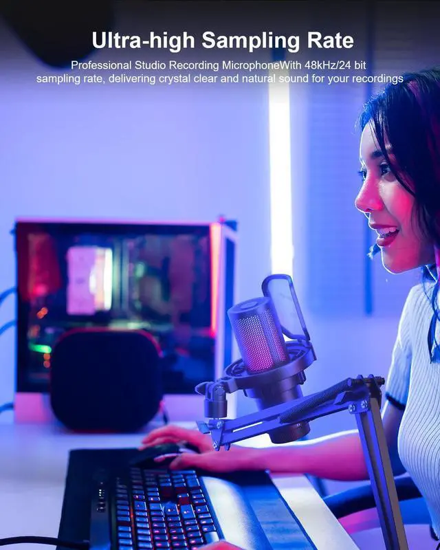 Alt view image 3 of 5 - COMICA Ejoy Uni PRO(A) USB Wireless Microphone with Noise Cancellation, RGB Lights, Monitoring, Muting, Boom Arm Mic for Computer, PS5, PS4, Streaming, Podcast, Chat, Twitch, Discord