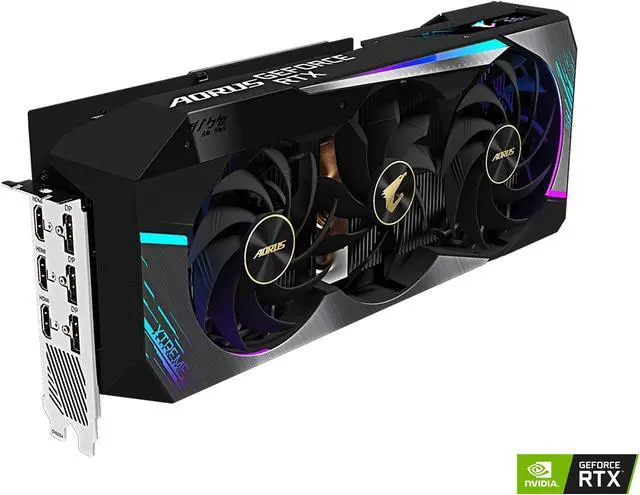 Alt view image 2 of 5 - Gigabyte AORUS GeForce RTX 3080 Xtreme 10G (REV2.0) Graphics Card, Max Covered Cooling, LHR, 10GB 320-bit GDDR6X, GV-N3080AORUS X-10GD REV2.0 Video Card