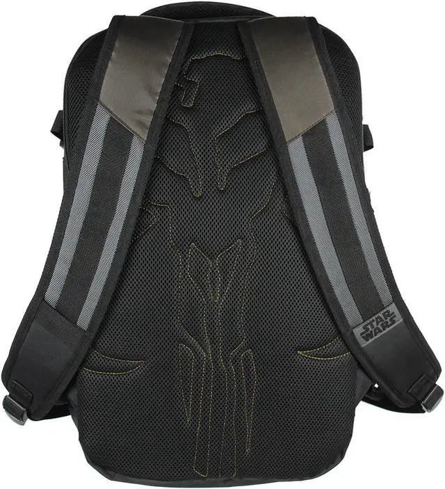 Alt view image 3 of 5 - Bioworld Star Wars The Mandalorian Bounty Hunter Laptop Tech Padded Sleeve Backpack