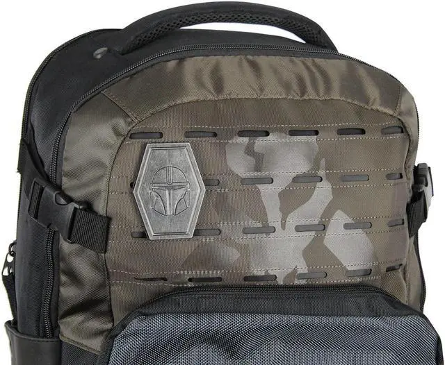 Alt view image 4 of 5 - Bioworld Star Wars The Mandalorian Bounty Hunter Laptop Tech Padded Sleeve Backpack