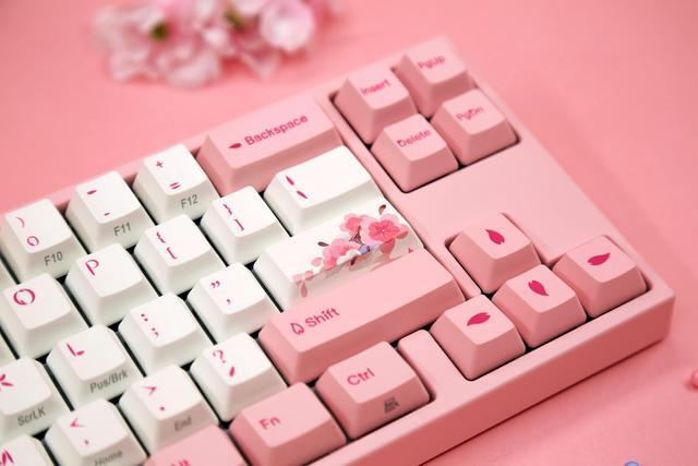 Alt view image 3 of 5 - Varmilo Ducky x Miya Mac Pro Sakura R2 White LED 65% Double Shot PBT Mechanical Keyboard (Cherry MX Blue)