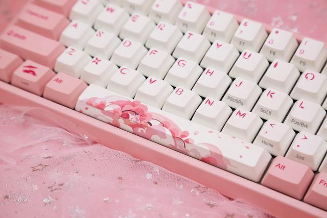 Alt view image 5 of 5 - Varmilo Ducky x Miya Mac Pro Sakura R2 White LED 65% Double Shot PBT Mechanical Keyboard (Cherry MX Blue)