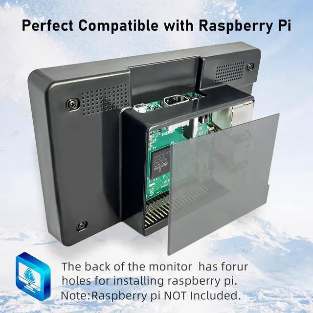 Alt view image 3 of 5 - HAMTYSAN 7 Inch Raspberry Pi Screen 800x480 Small HDMI Monitor Second Display Screen with Case for Raspberry Pi 400/4/3/2/Zero/B/B+ Jetson Nano Win11/10/8/7, Dual Speakers, Non-Touch