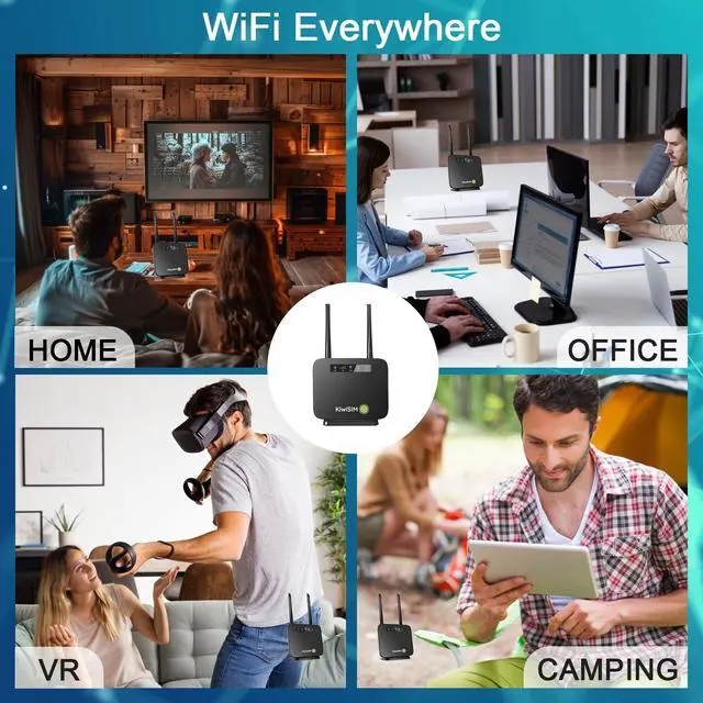 Alt view image 3 of 5 - KiwiSIM 4G LTE WiFi Router with 5GB Data Card, Portable Modem WiFi Router, 300Mbps WiFi, Supports Verizon, AT&T and T-Mobile, 3000mAh Battery, WiFi Mobile Hotspot Router for Home/Office/RV/Camping