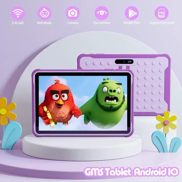 Alt view image 2 of 5 - PRITOM Android 13, 10 inch Kids Tablet, Parental Control, 6000mAh, Quad Core Processor, 2GB RAM, 64GB ROM, HD IPS Touch Screen, Google Play, YouTube, Kids-Tablet Case (Purple)