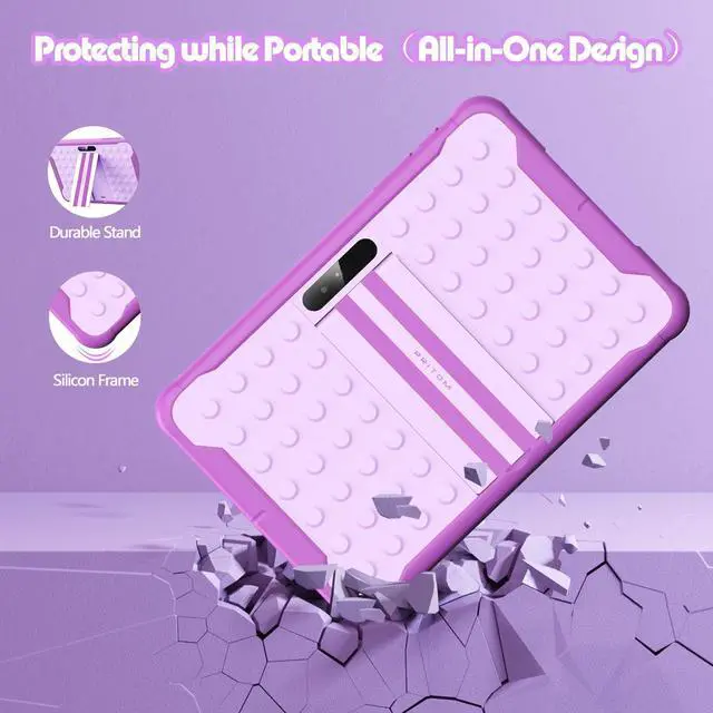 Alt view image 5 of 5 - PRITOM Android 13, 10 inch Kids Tablet, Parental Control, 6000mAh, Quad Core Processor, 2GB RAM, 64GB ROM, HD IPS Touch Screen, Google Play, YouTube, Kids-Tablet Case (Purple)