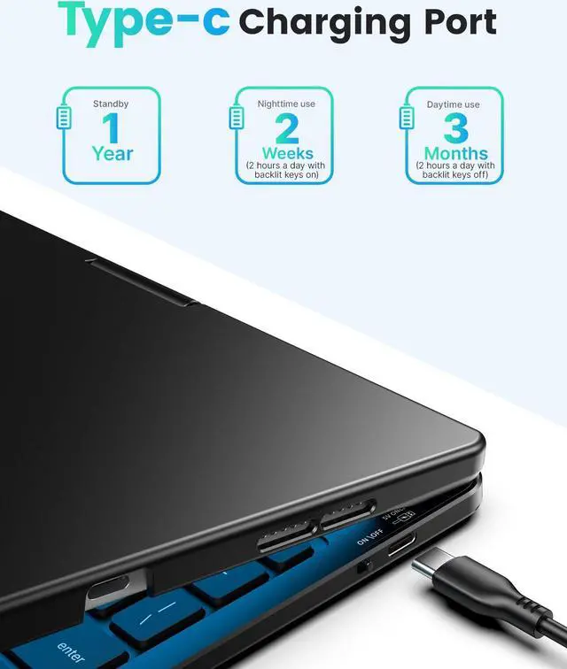 Alt view image 5 of 5 - typecase Keyboard Case for iPad 11th (A16, 2025) and iPad 10th Gen (10.9", 2022)  No Trackpad, 11-Color Backlight, 360° Rotatable, 7 Use Modes, Thin & Lightweight  Black