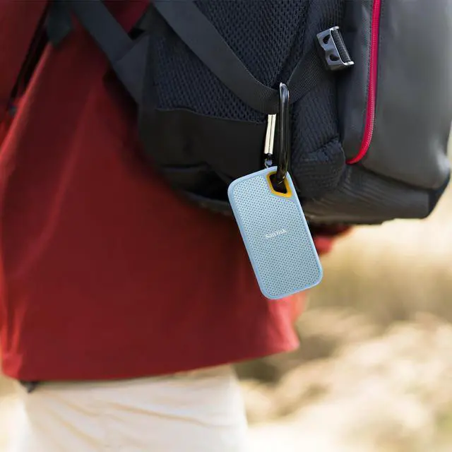 Alt view image 2 of 5 - SanDisk 4TB Extreme Portable SSD - Up to 1050MB/s, USB-C, USB 3.2 Gen 2, IP65 Water and dust Resistance, Updated Firmware, Sky Blue - External Solid State Drive - SDSSDE61-4T00-G25B