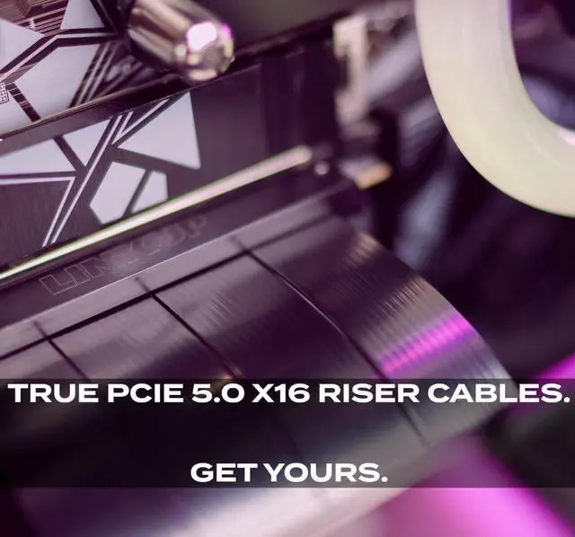 Alt view image 5 of 5 - LINKUP - AVA5 PCIE 5.0 Riser Cable | Future Proof for Gen 5 GPU Vertical Mount | x16 128GB/s Speed | Compatible with PCIe 4.0 & WRX80/WRX90E | Left Angle, Black 30cm