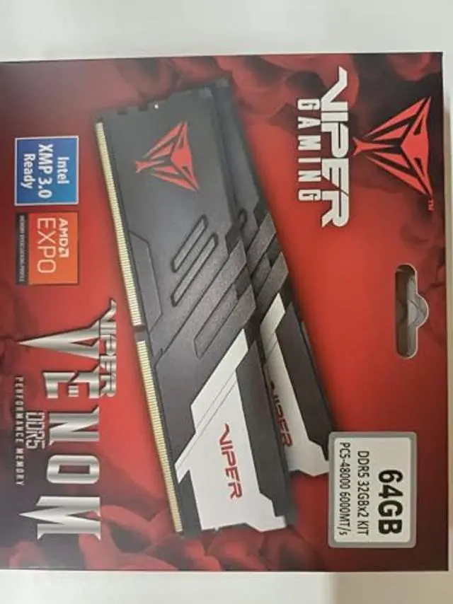 Alt view image 5 of 5 - Patriot Memory Viper Venom DDR5 RAM 64GB (2X32GB) 6000MHz CL30 1.35v UDIMM Desktop Gaming Memory Kit Compatible with Intel XMP/AMD Expo - PVV564G600C30K