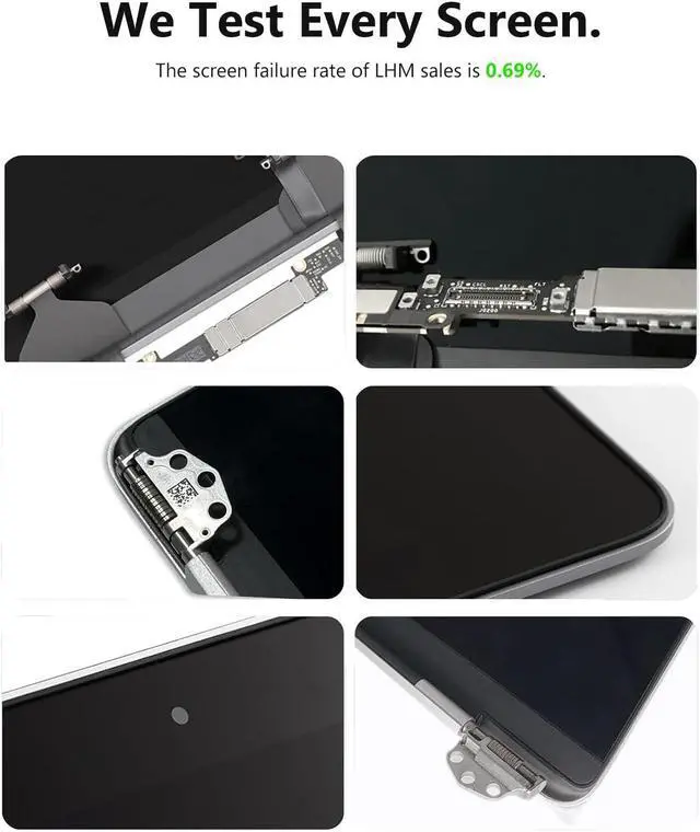Alt view image 4 of 5 - LHM A2337 Screen Replacement for MacBook Air 13.3" M1 2020 (EMC 3598 MGN63 MGN93 MGND3 MGN73 MGNA3 MGNE3) 2560x1600 Full LCD Display Assembly with Fix Kit (A2337-Space Grey)