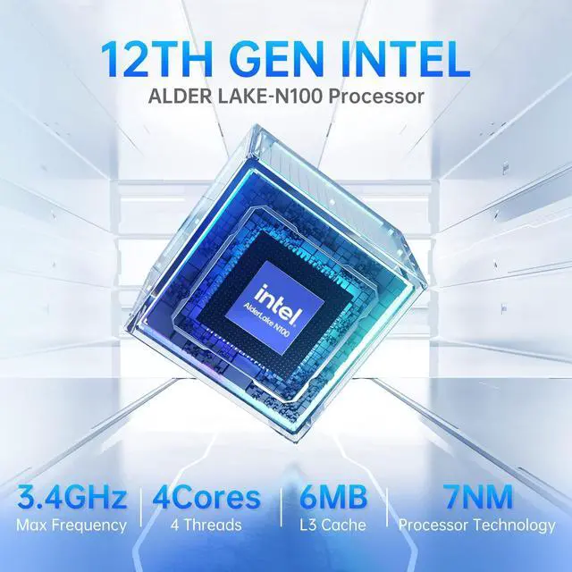 Alt view image 2 of 5 - MOREFINE N100 Mini PC, 12th Gen Alder Lake N100 (Up to 3.4GHz), Mini Computes with 16GB DDR4 RAM & 512GB M.2 NVMe SSD, Small PC Support 4K Dual Display/WiFi 6/BT 5.2/USB3.2/2500Mbps LAN/WOL Home