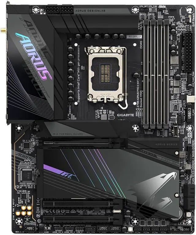 Alt view image 2 of 5 - GIGABYTE Z790 AORUS PRO X WIFI7 LGA 1700 Intel Z790 X ATX Motherboard with DDR5, 5* M.2, PCIe 5.0, USB 3.2 Type-C, Wi-Fi 7, 5GbE LAN, Q-Flash Plus, EZ-Latch Plus