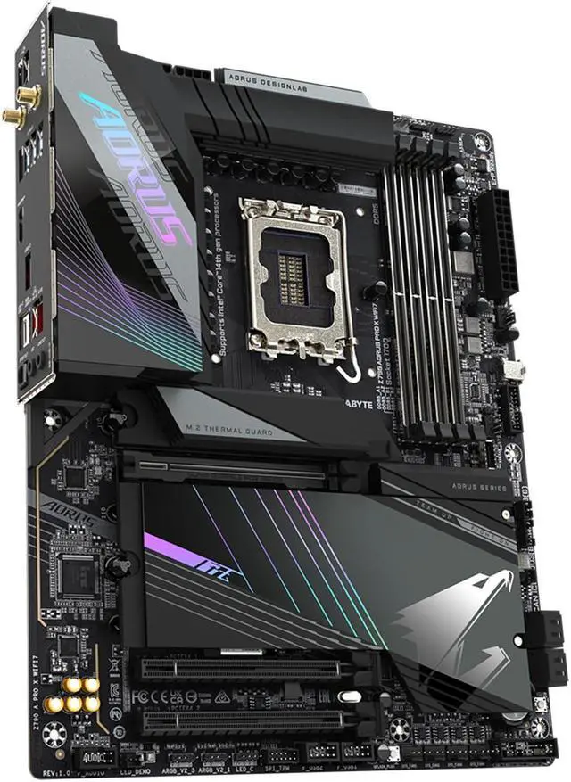 Alt view image 3 of 5 - GIGABYTE Z790 AORUS PRO X WIFI7 LGA 1700 Intel Z790 X ATX Motherboard with DDR5, 5* M.2, PCIe 5.0, USB 3.2 Type-C, Wi-Fi 7, 5GbE LAN, Q-Flash Plus, EZ-Latch Plus