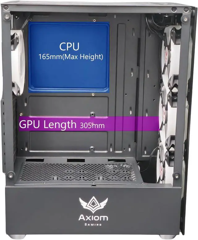 Alt view image 4 of 5 - AXIOM GAMING | Nova Series C013 | ATX Mid-Tower PC Case | Built-in RGB Lighting | Tempered Glass Front & Side Panels | 4 x 120mm RGB Fans Included | Fan Controller with Remote | (Black)