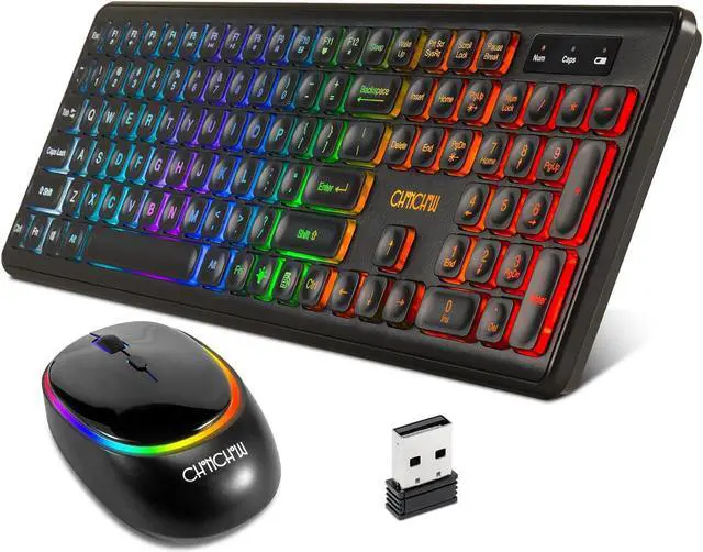 Main image of Wireless Keyboard and Mouse CHONCHOW Rechargeable LED Combo RGB Backlit Keypad Silent USB 2.4g Mini Mice Big Battery for Work Gaming Compatible with Windows Mac Linux with User Manual W300