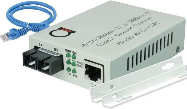 Main image of Multimode Gigabit Fiber Media Converter - Built-In Fiber Module 2 km (1.24 miles) SC  to UTP Cat5e Cat6 10/100/1000 RJ-45  Auto Sensing Gigabit or Fast Ethernet Speed - Jumbo Frame - LLF Support