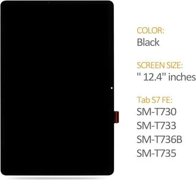 Alt view image 5 of 5 - for Samsung Galaxy Tablet S7 FE 12.4" LCD Display SM-T730 T733 T735 T736 T737 T738 Screen Replacement Touch Screen Digitizer Assembly Glass Repair Parts