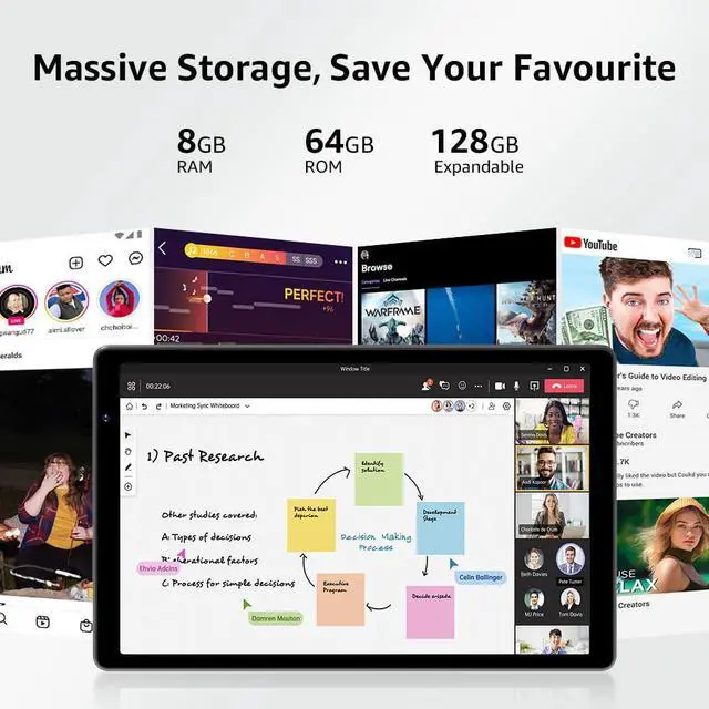 Alt view image 4 of 5 - ApoloSign Android 13 Tablet, 10.1" Touch Screen Tablets with Octa-core Processor, 5000mAh Battery, Display, Large Storage, 128GB ROM via TF, WiFi, BT 5.0, Dual Camera, Split Screen Support (Gray)